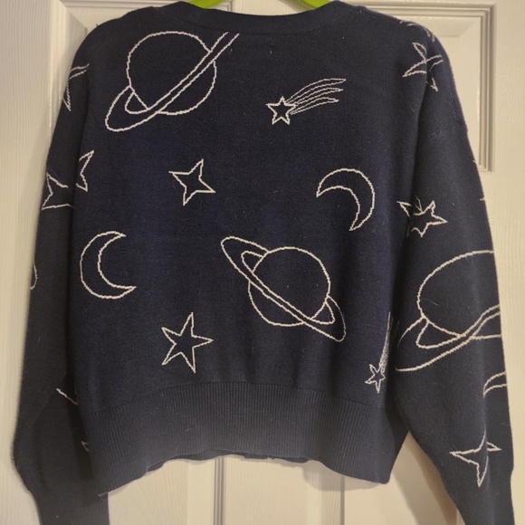Navy blue  cardigan (pattern shooting stars & moon) - Picture 3 of 4